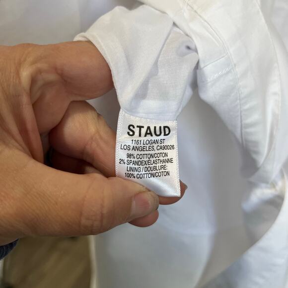 STAUD Clea White Collared Midi Shirt Dress Minimalist Chic Resort Wear Small - Picture 9 of 14